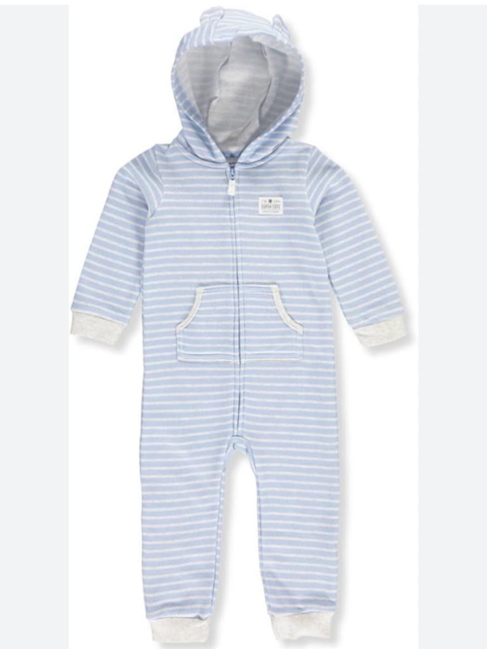 Carter's Light Blue and White Striped Hooded Baby Footie Jacket